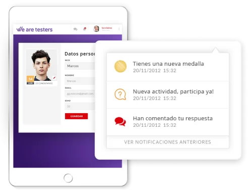 Composición de We are testers que representa Área de información a los usuarios