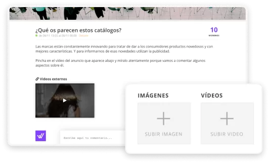 Composición de We are testers que representa Compartir materiales